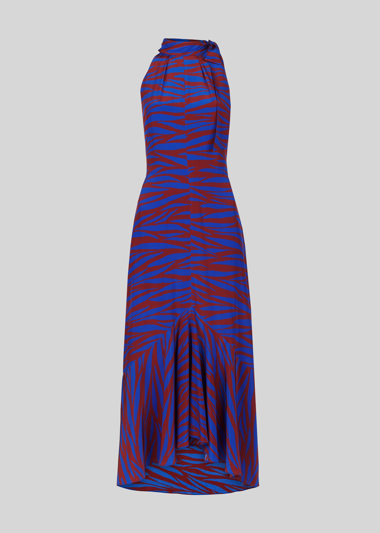 Peria Tiger Print Silk Dress Blue/Multi
