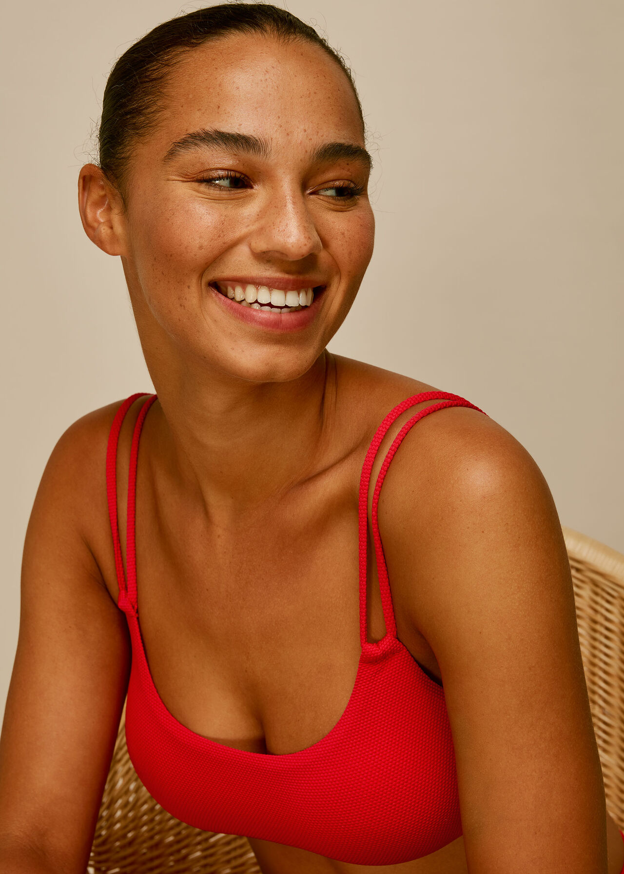 Double Strap Bikini Top Red