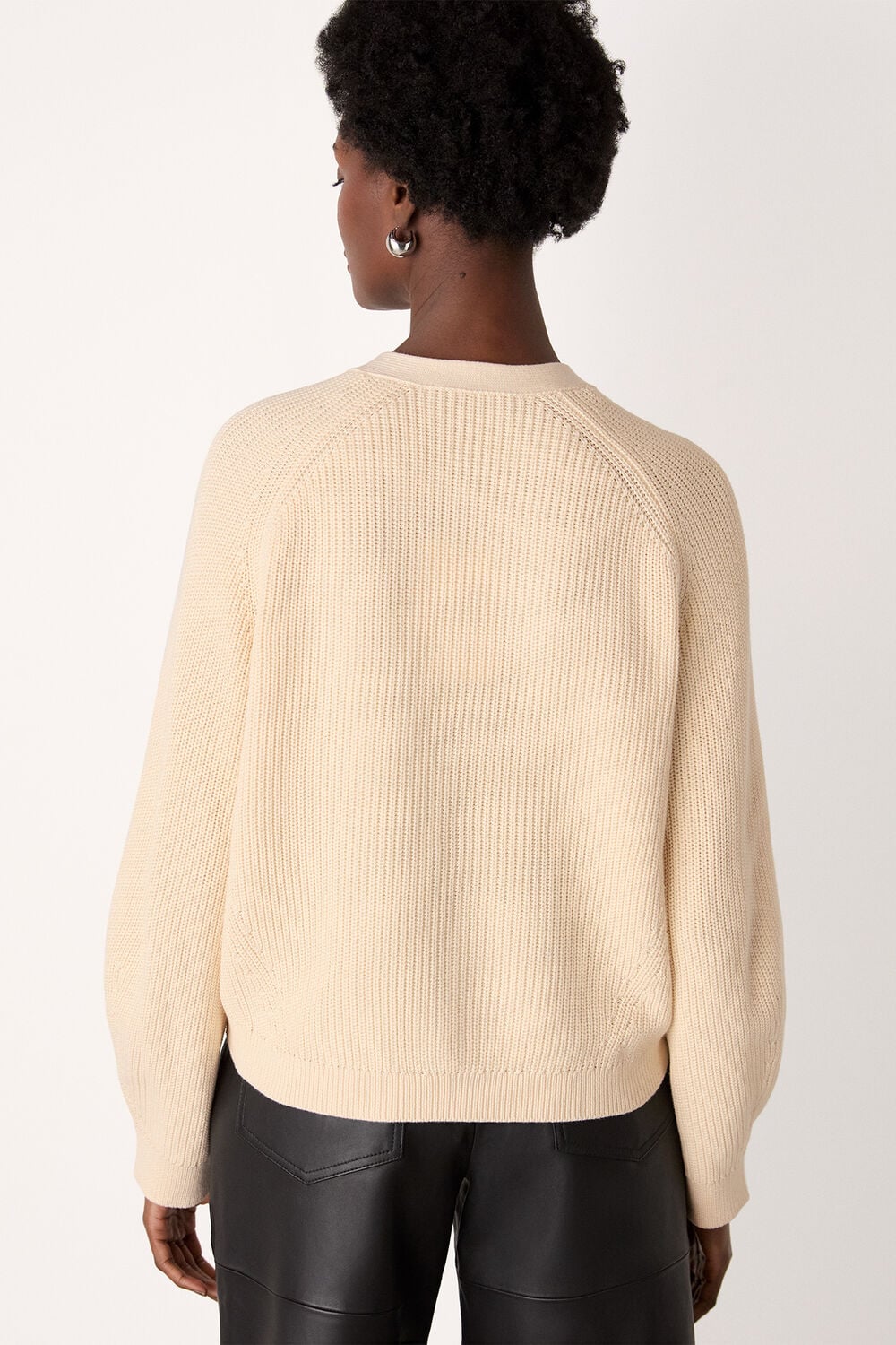 Ivory V Neck Cotton Cardigan