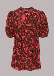 Scallop Stamped Print Blouse