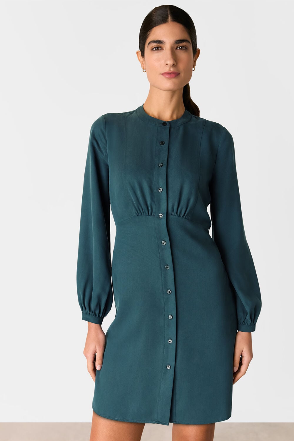 Teal Button Front Flippy Mini Dress
