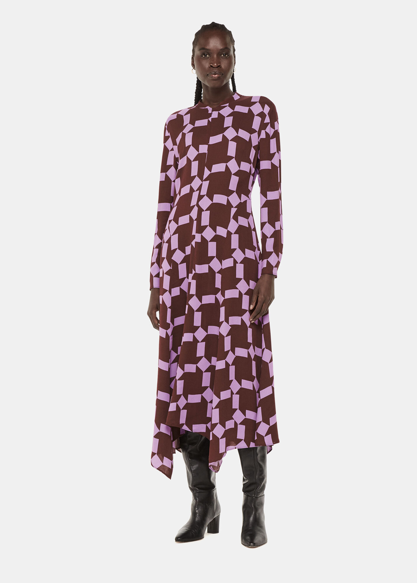 Purple Multi Spun Check Midi Dress WHISTLES