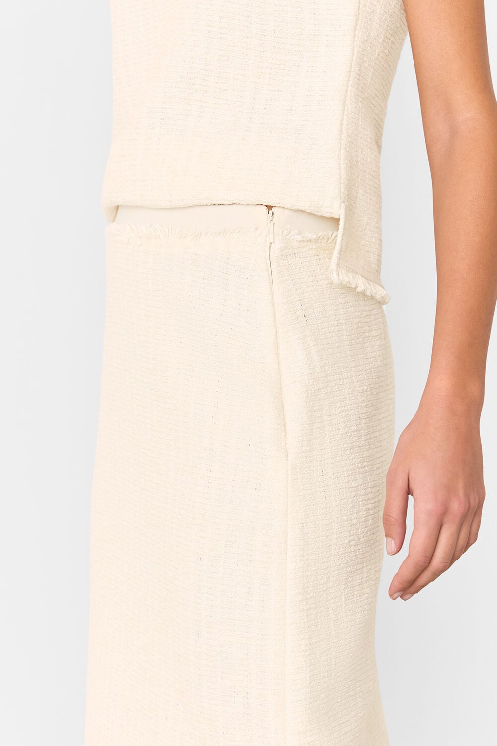 Ivory Lucie Boucle Pencil Midi Skirt