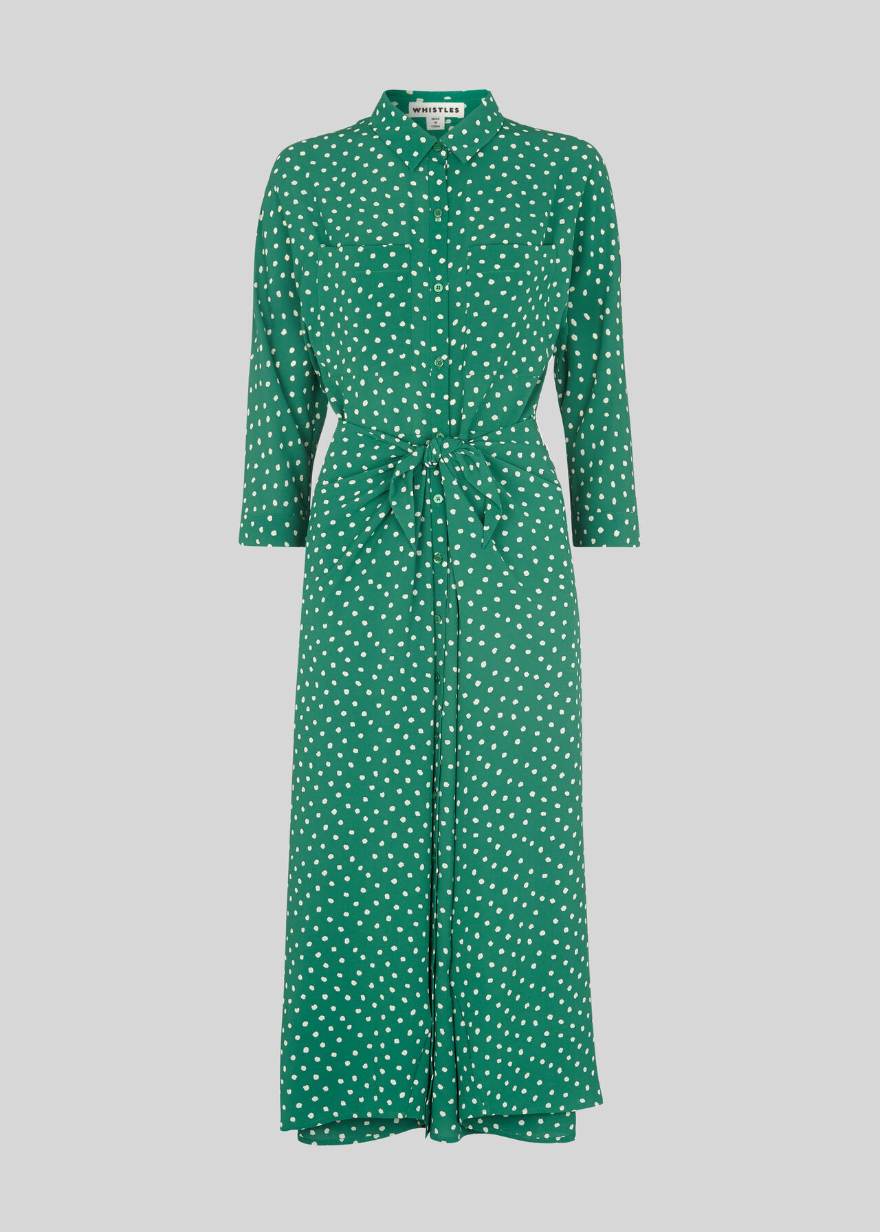 Abstract Spot Selma Tie Dress Green/Multi