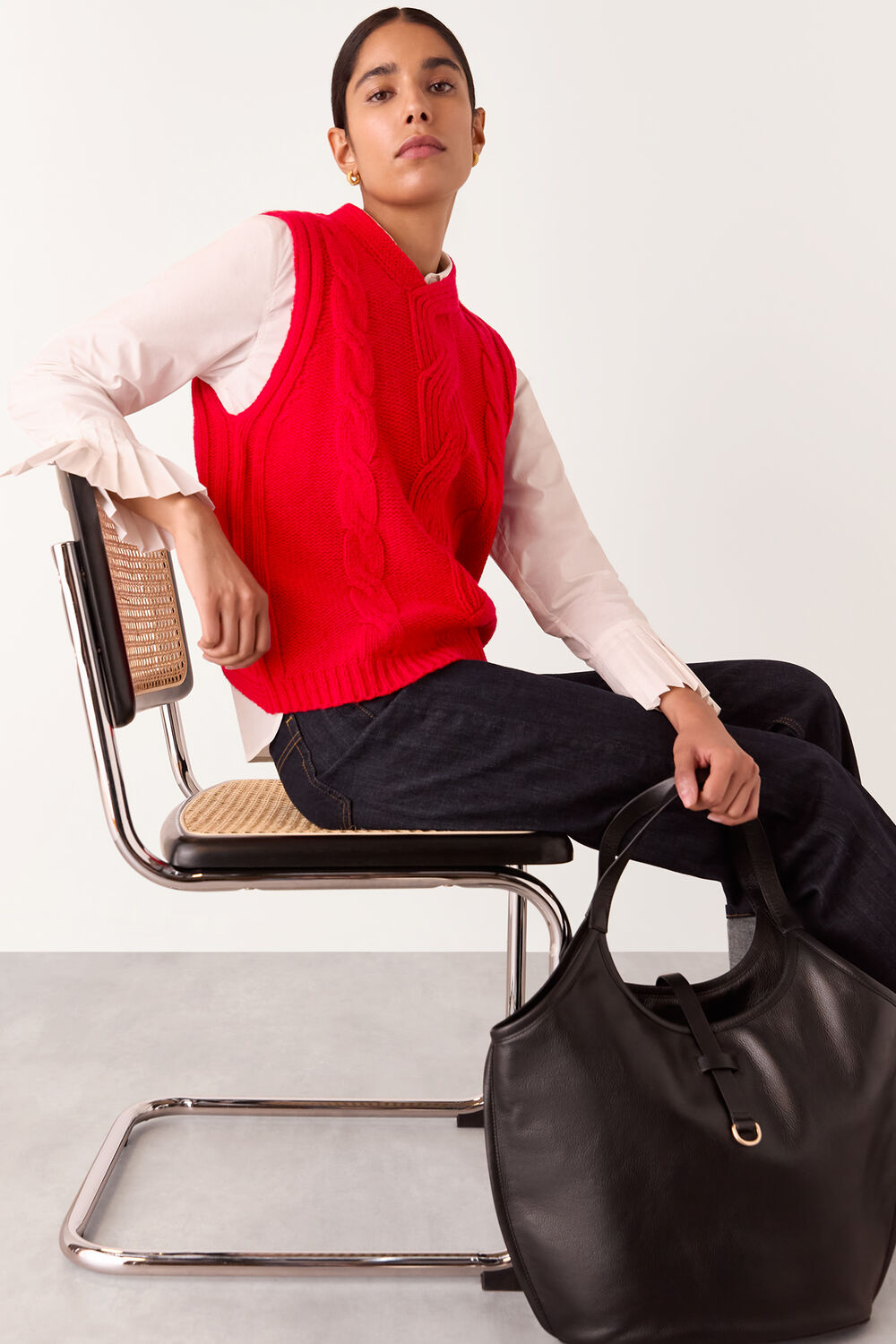 Red Cable Detail Sweater Vest