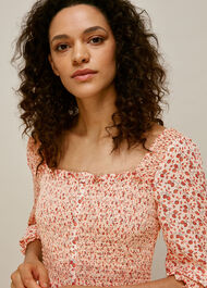 Flower Berry Print Silk Dress Multicolour