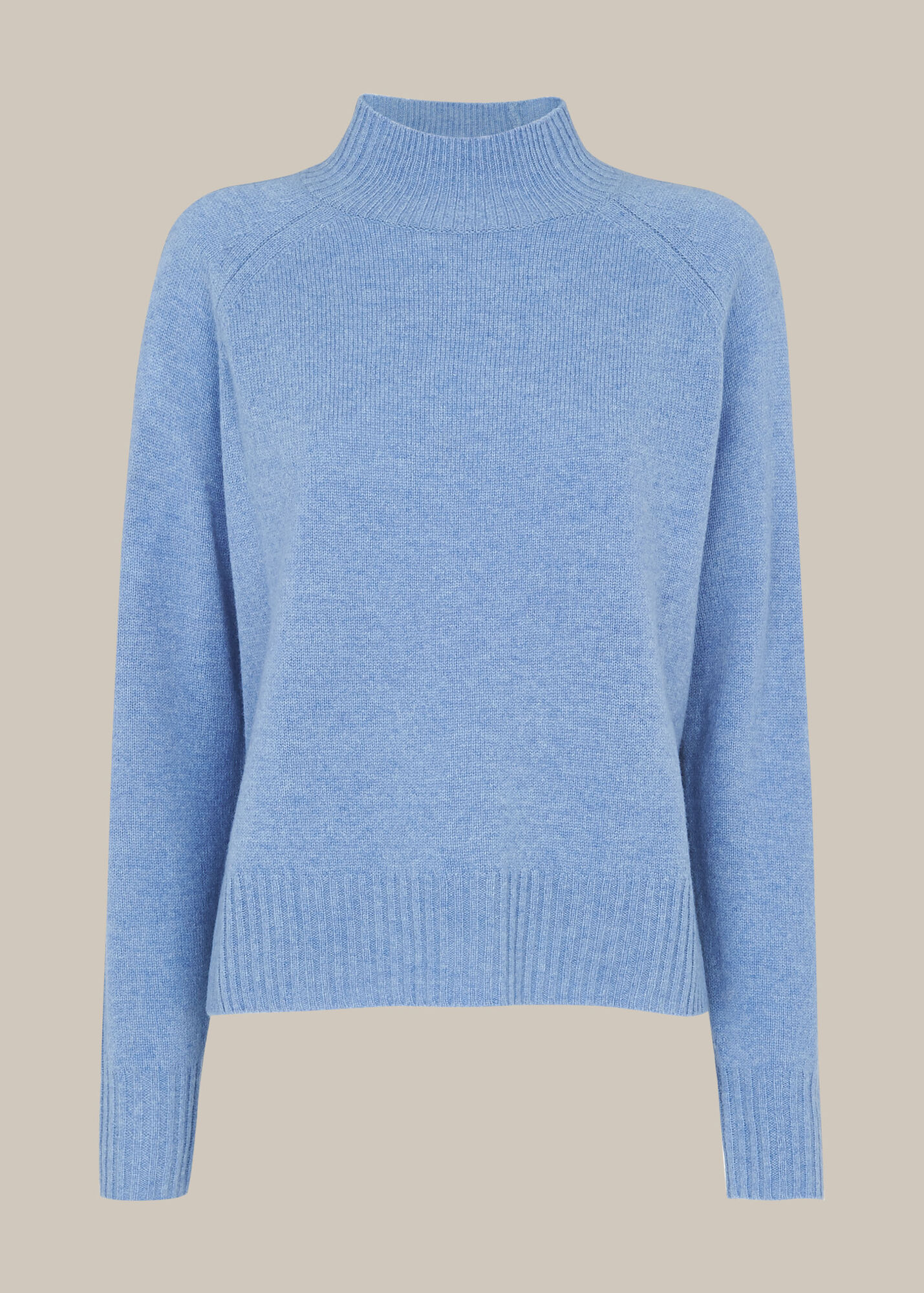 Pale Blue Funnel Neck Merino Wool Knit WHISTLES