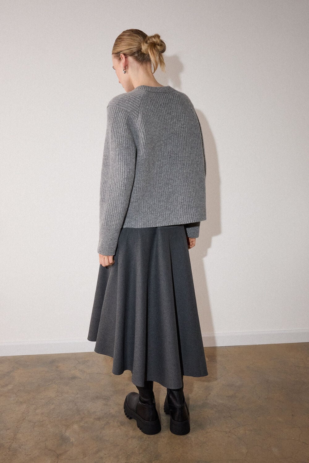 Draped Asymmetric Midi Skirt