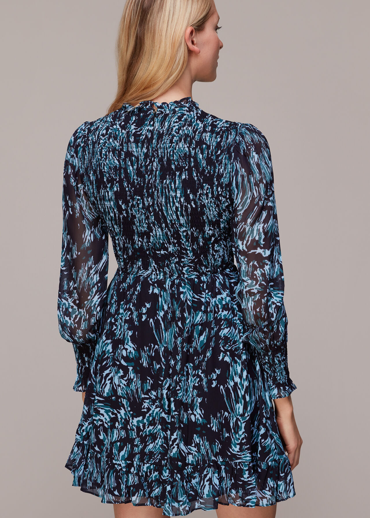 Wood Tiger Shirred Dress