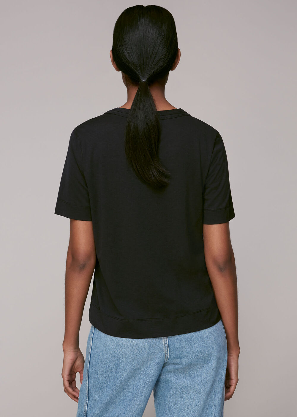 Rosa Double Trim T Shirt Black