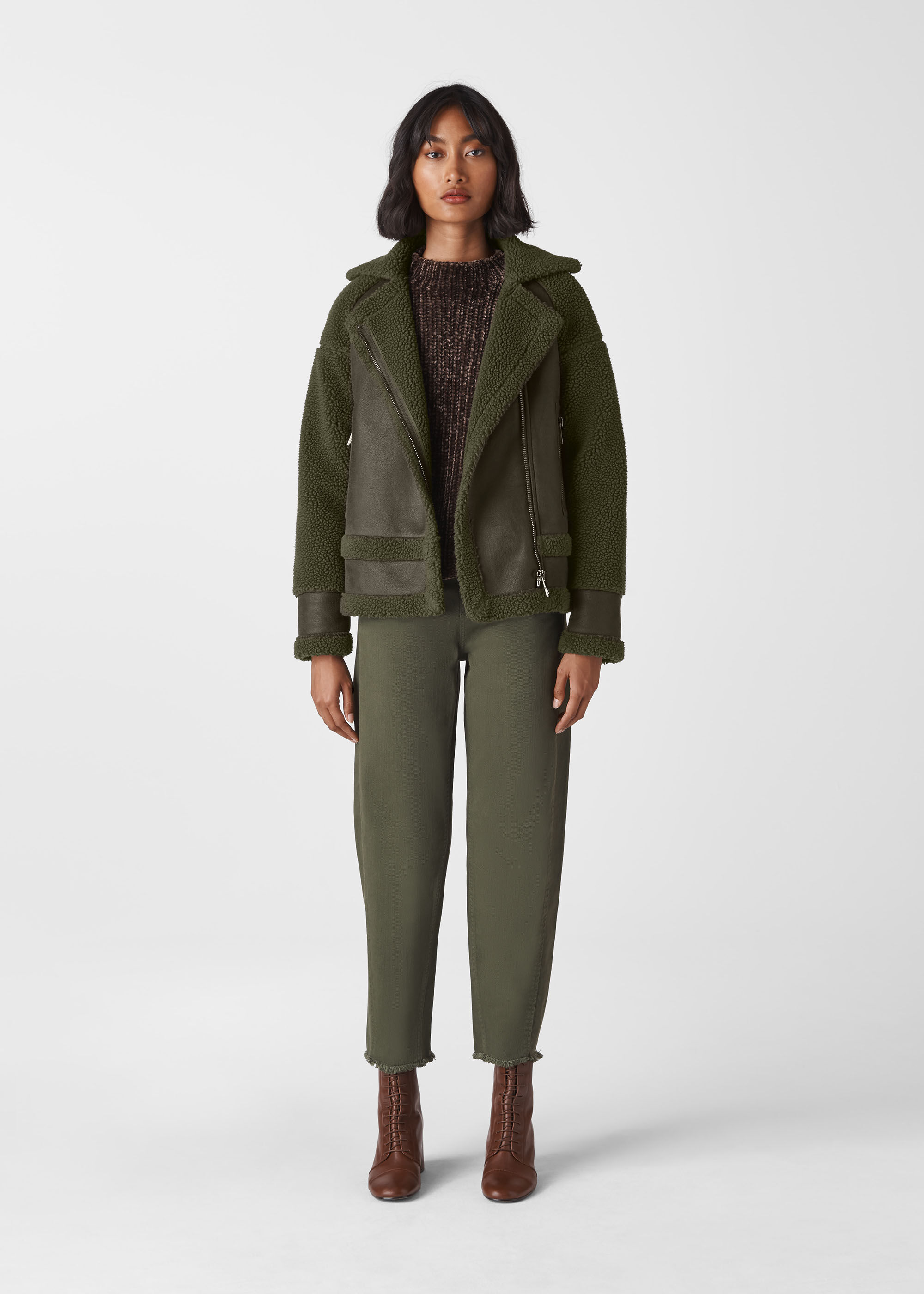 Khaki borg coat shop