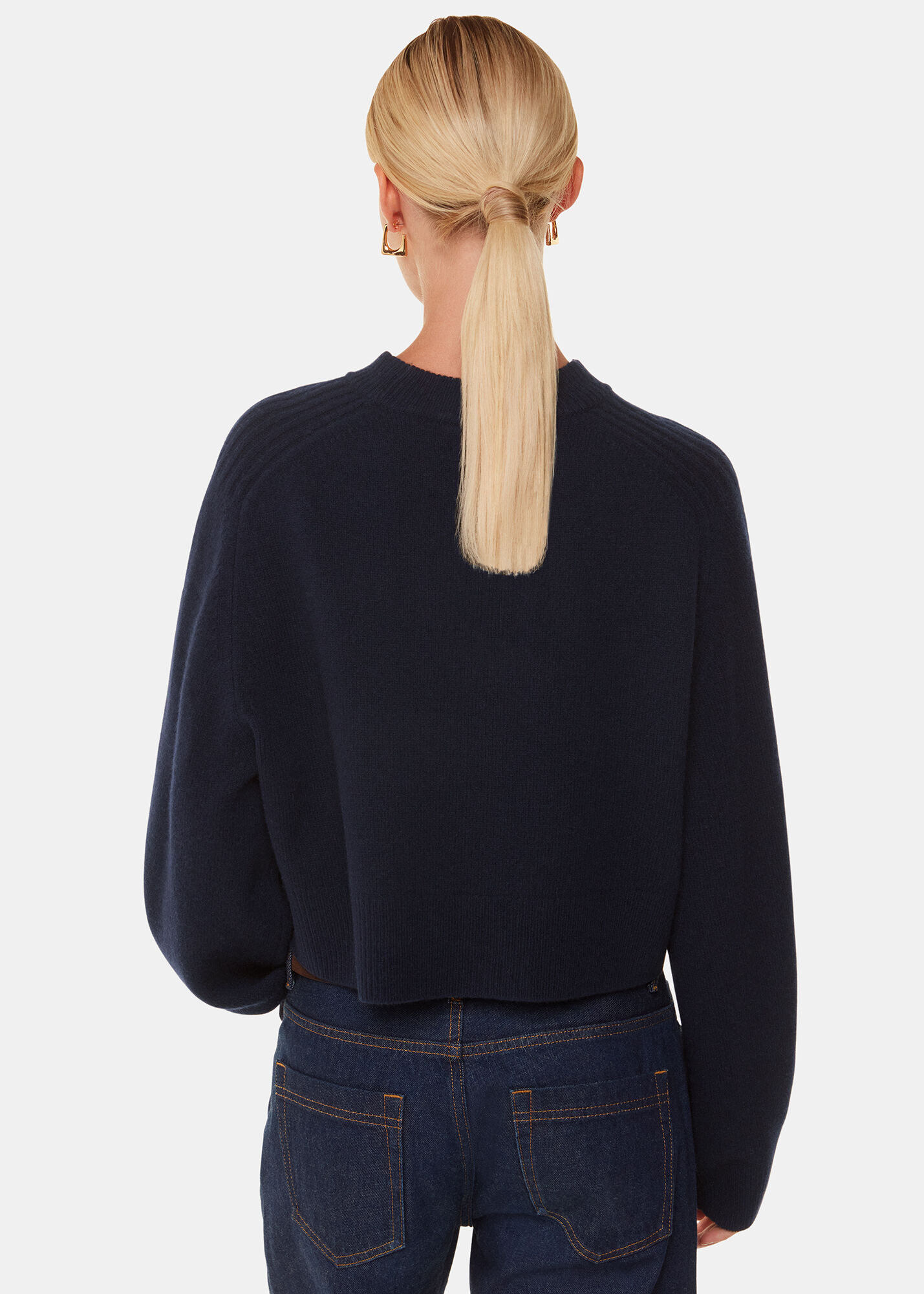 レビュー高評価商品 Relaxed Crop Wool Navy Women's Sweater | US Whistles | トップス