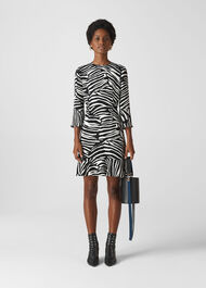 Zebra Print Flippy Dress Black/White