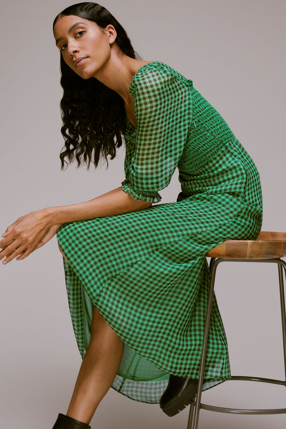 Lottie Gingham Shirred Dress