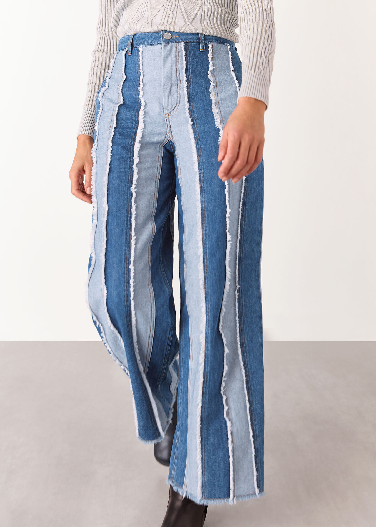 Denim Macie Vertical Patchwork Jean | WHISTLES | Whistles US |