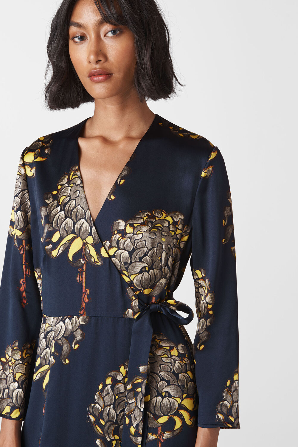 Gabrielle Silk Wrap Dress Navy/Multi