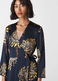 Gabrielle Silk Wrap Dress Navy/Multi
