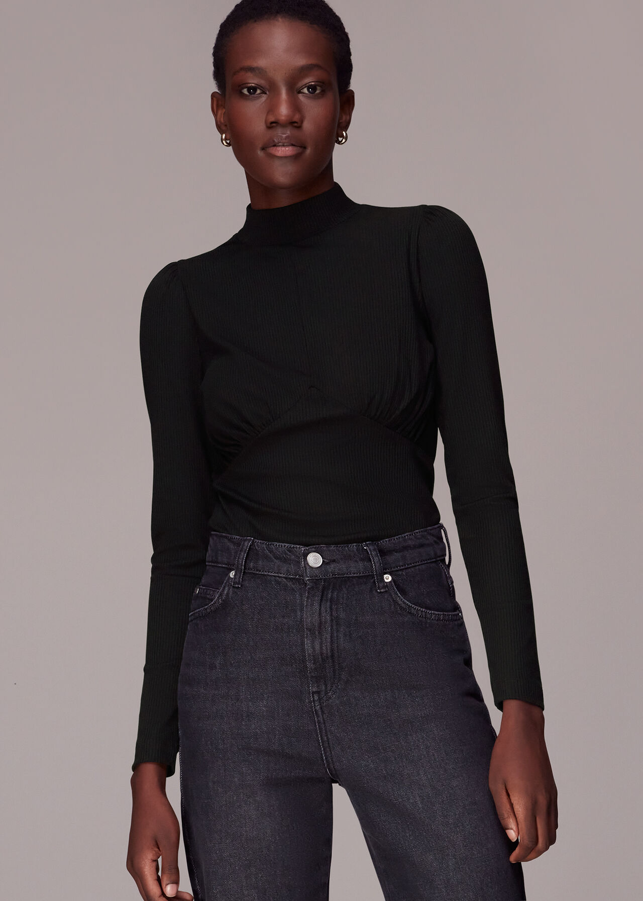 Black Gathered Bust Top | WHISTLES