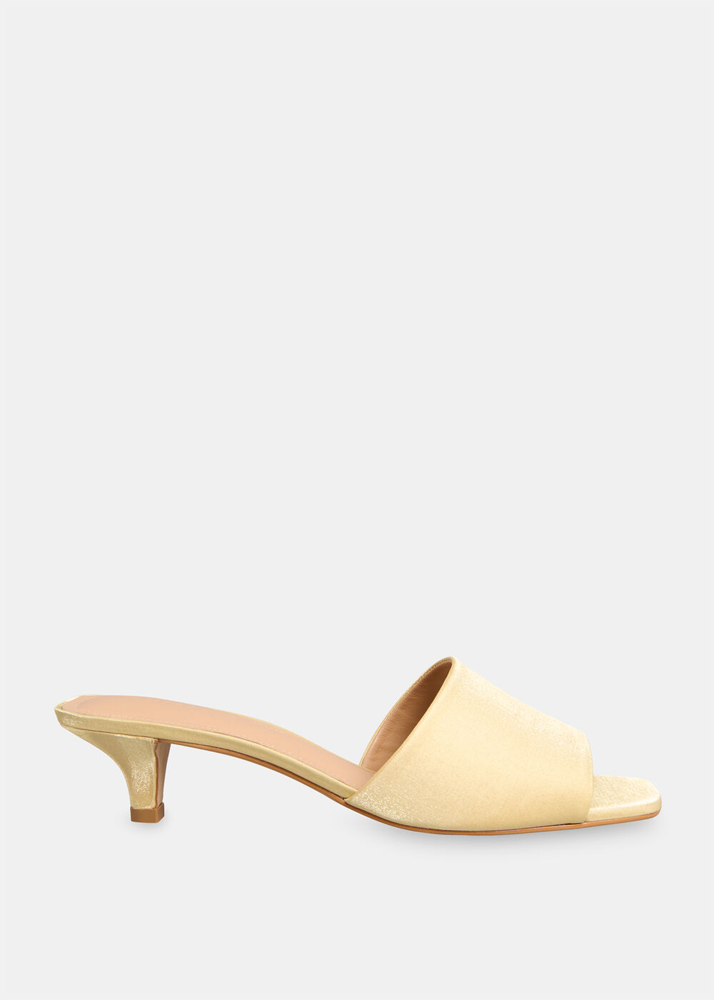 Satin Slip On Heeled Mule