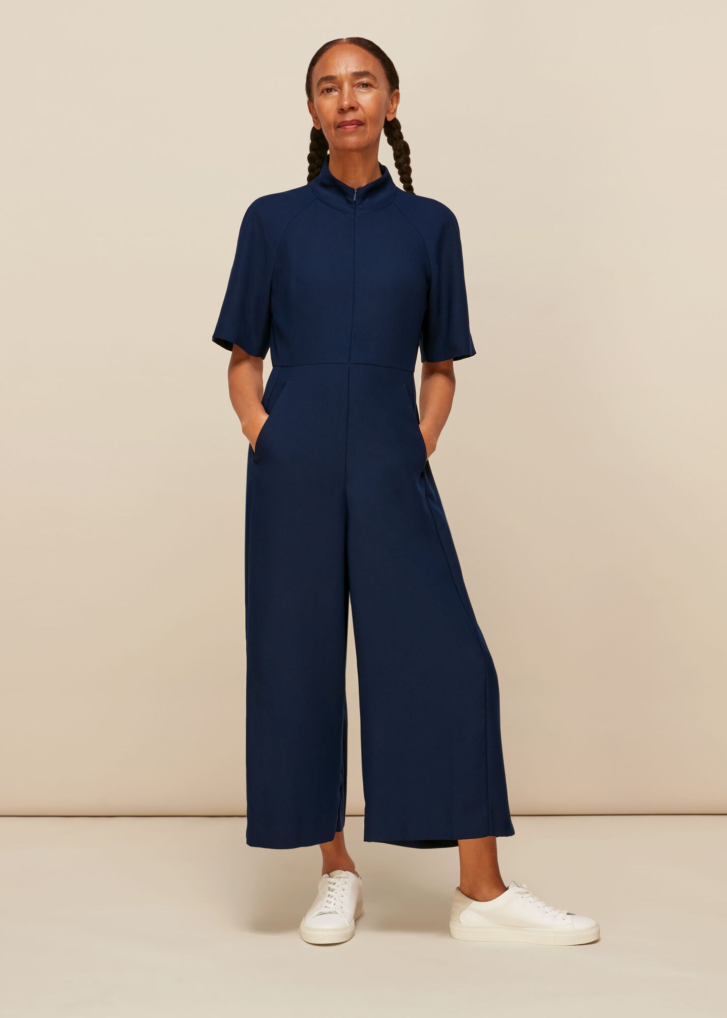 Navy Amber Crepe Jumpsuit WHISTLES