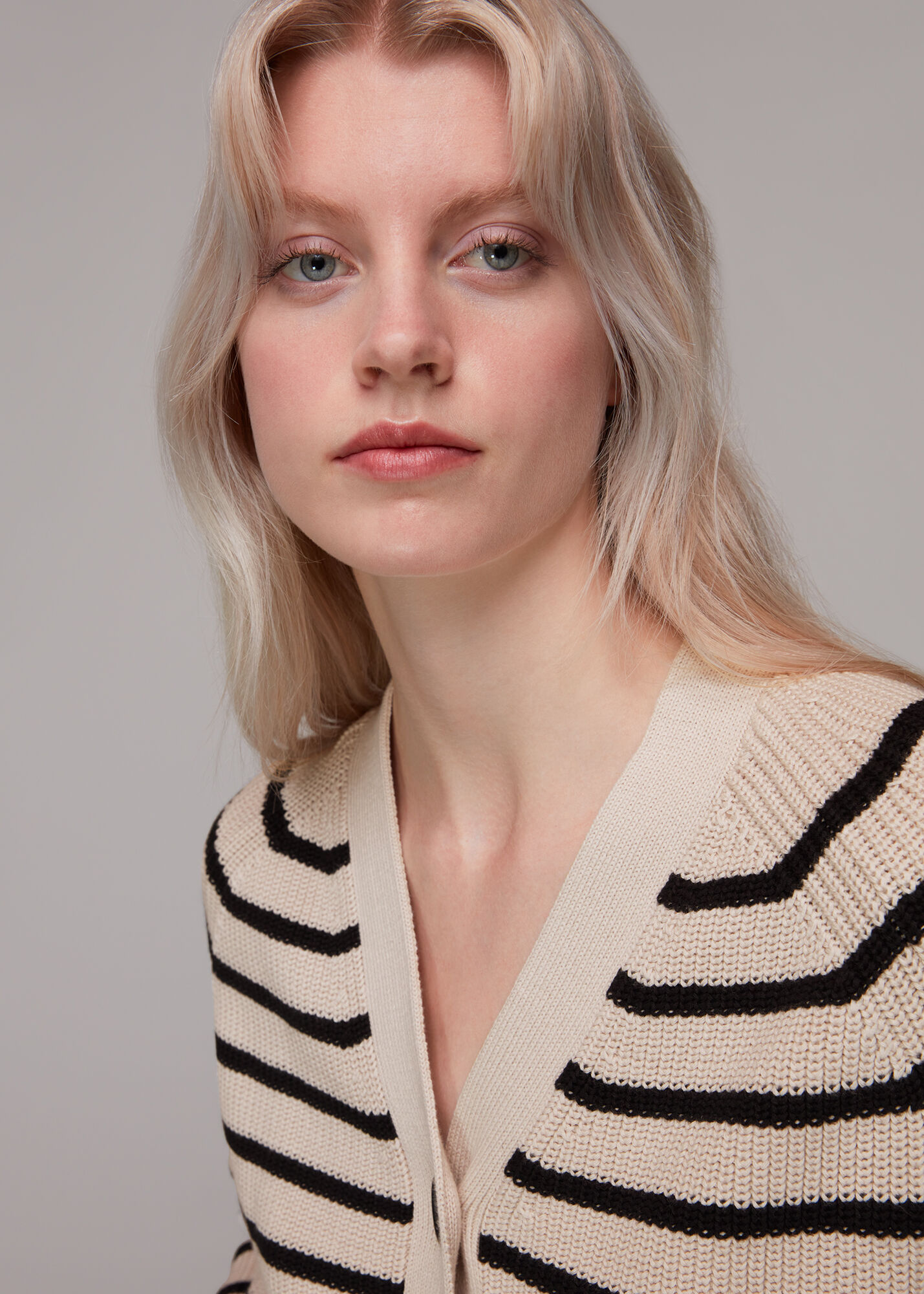 Black/Multi Stripe Cotton Cardigan WHISTLES