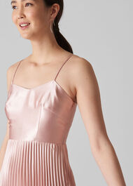 Satin Pleated Strappy Dress