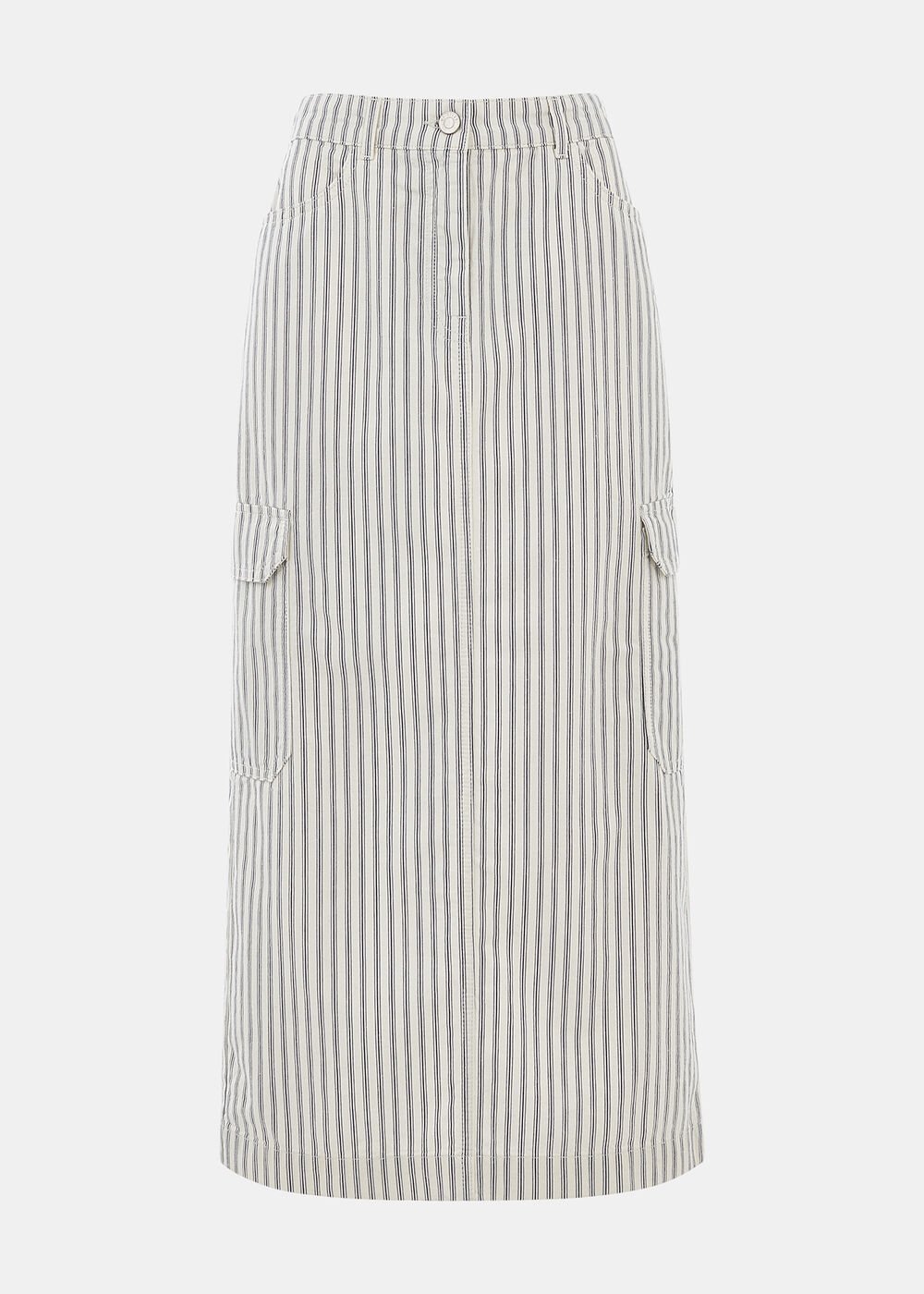 Stripe Cargo Midi Skirt