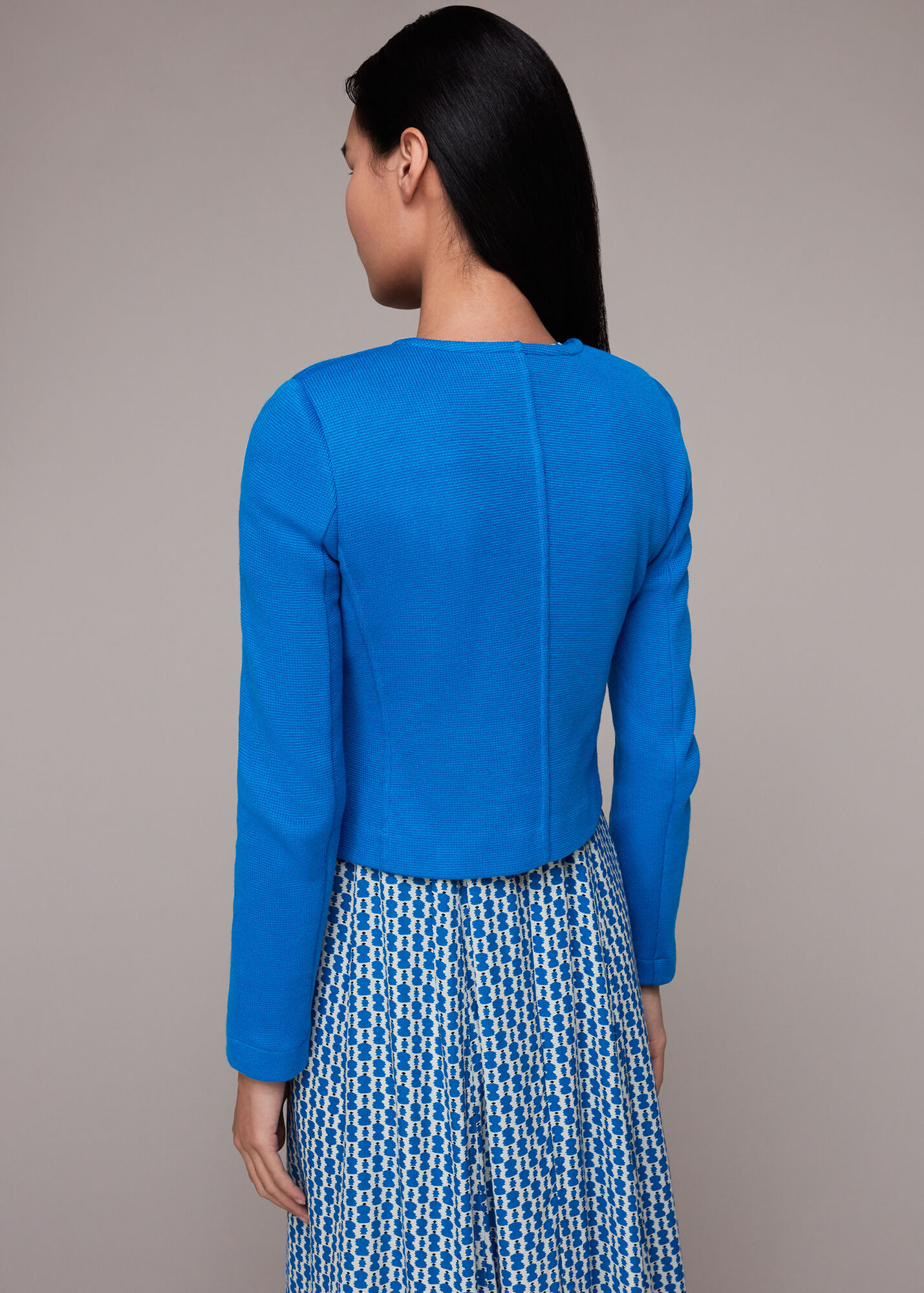 Blue Collarless Jersey Jacket WHISTLES