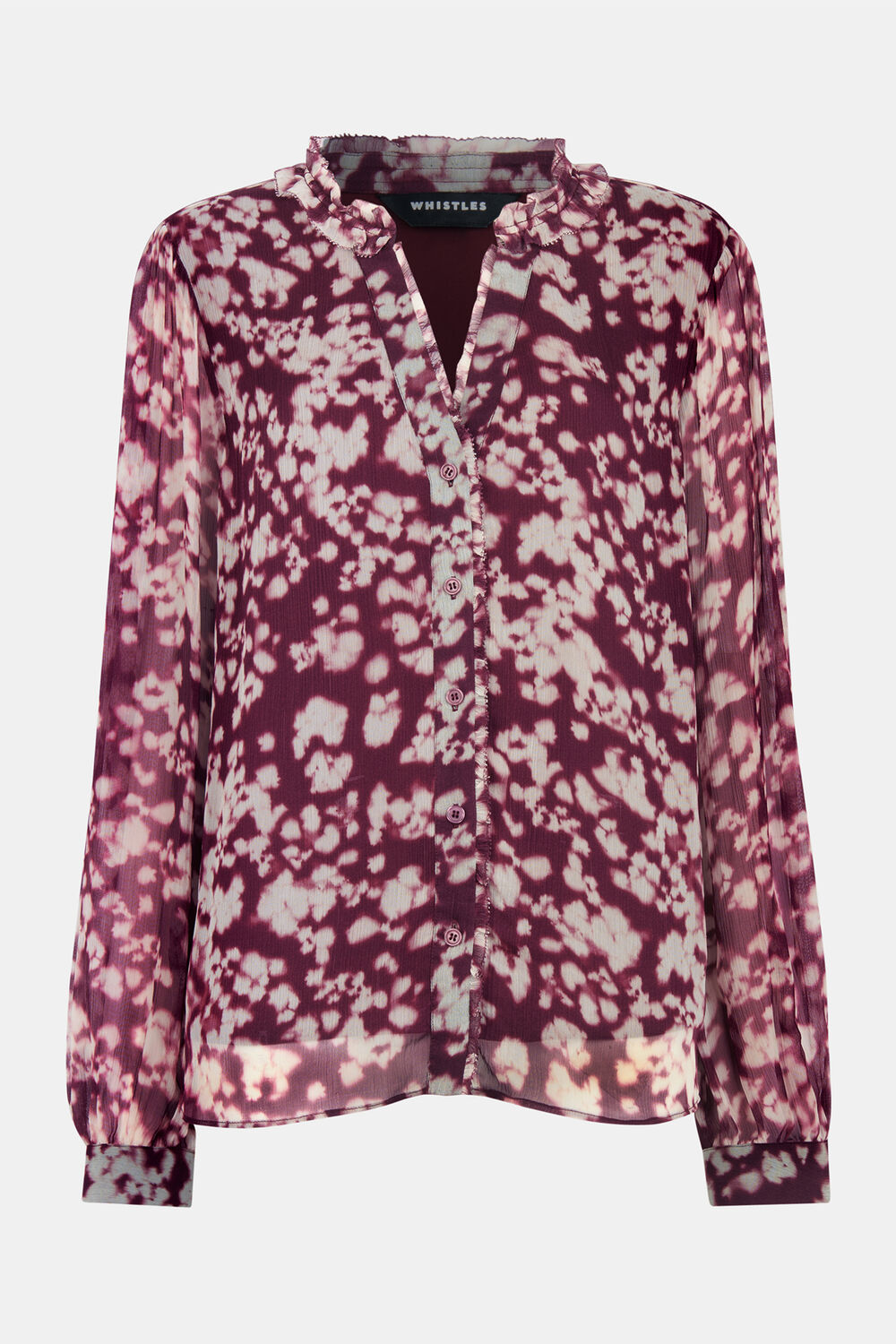 Burgundy Inky Floral Long Sleeve Blouse
