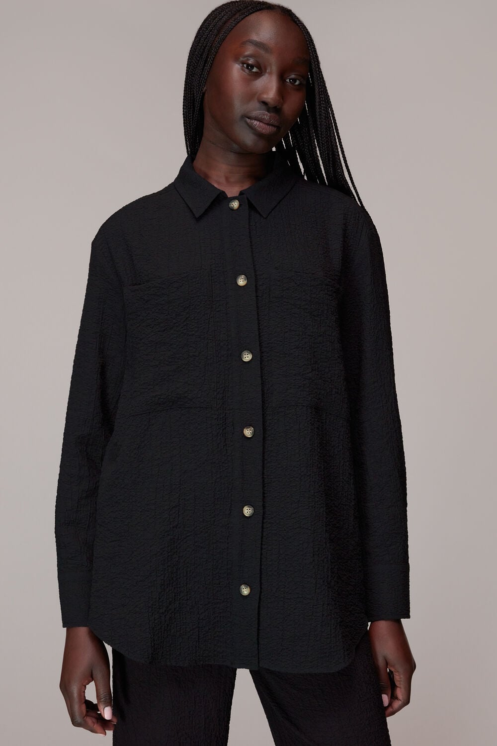 Black Lola Crinkle Overshirt