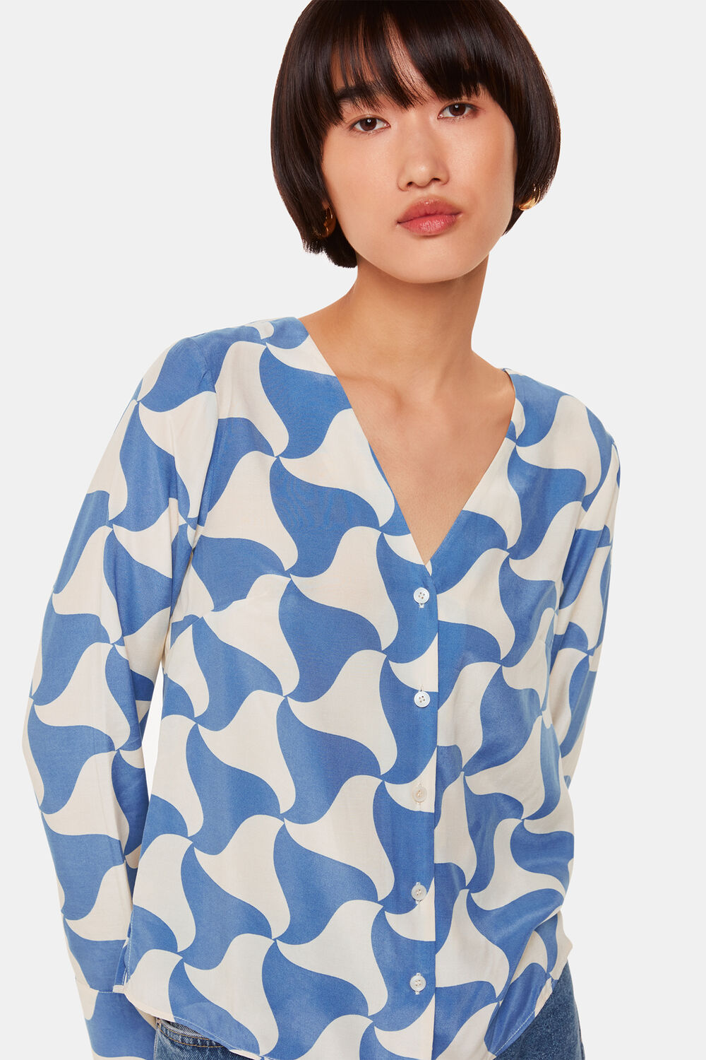 Blue Spun Triangle Blouse