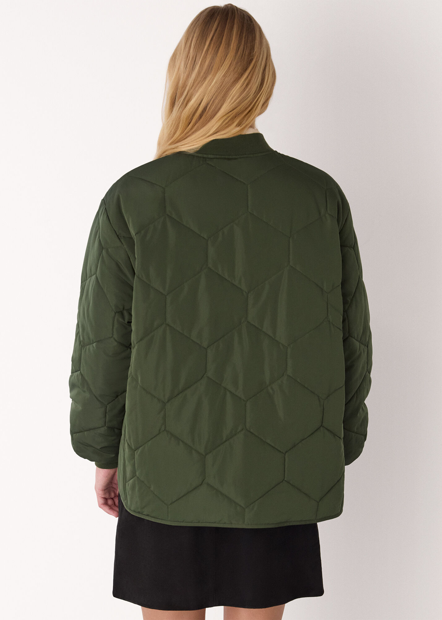 Khaki Ida Short Quilted Coat | WHISTLES | Whistles ROW |