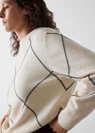 Wool Contrast Diamond Knit
