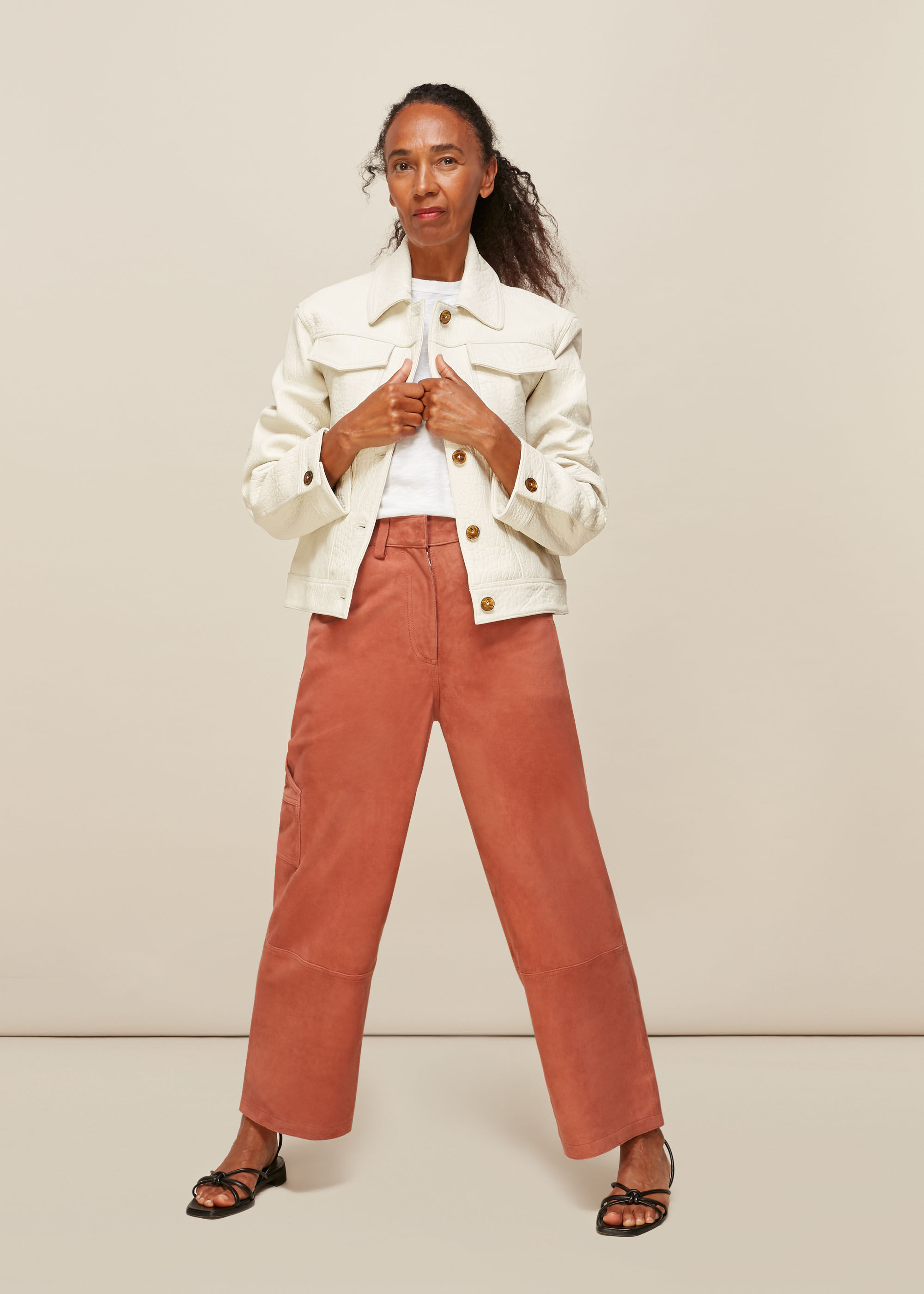 Whistles white hotsell leather jacket