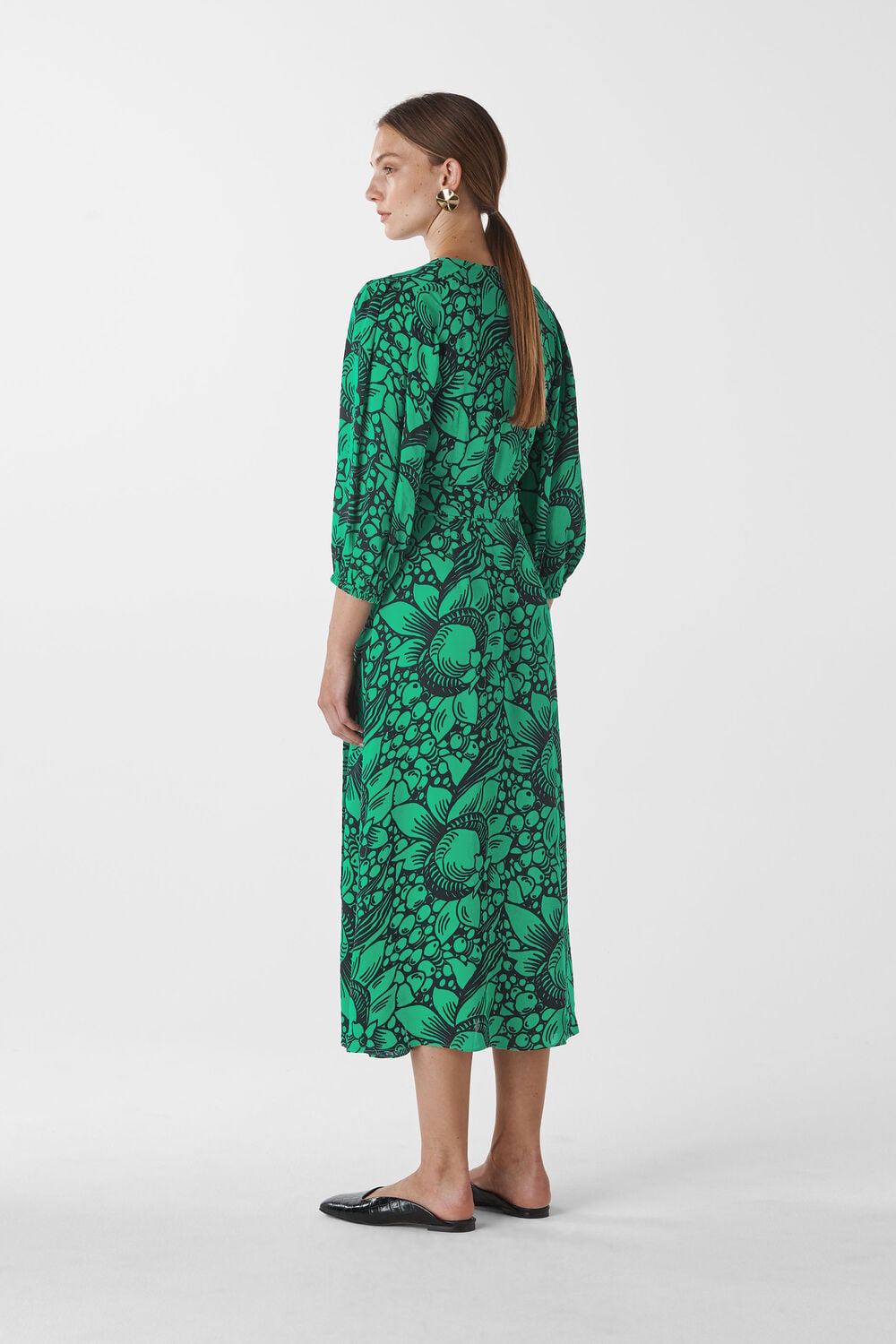 Sunflower Print Wrap Dress Green/Multi