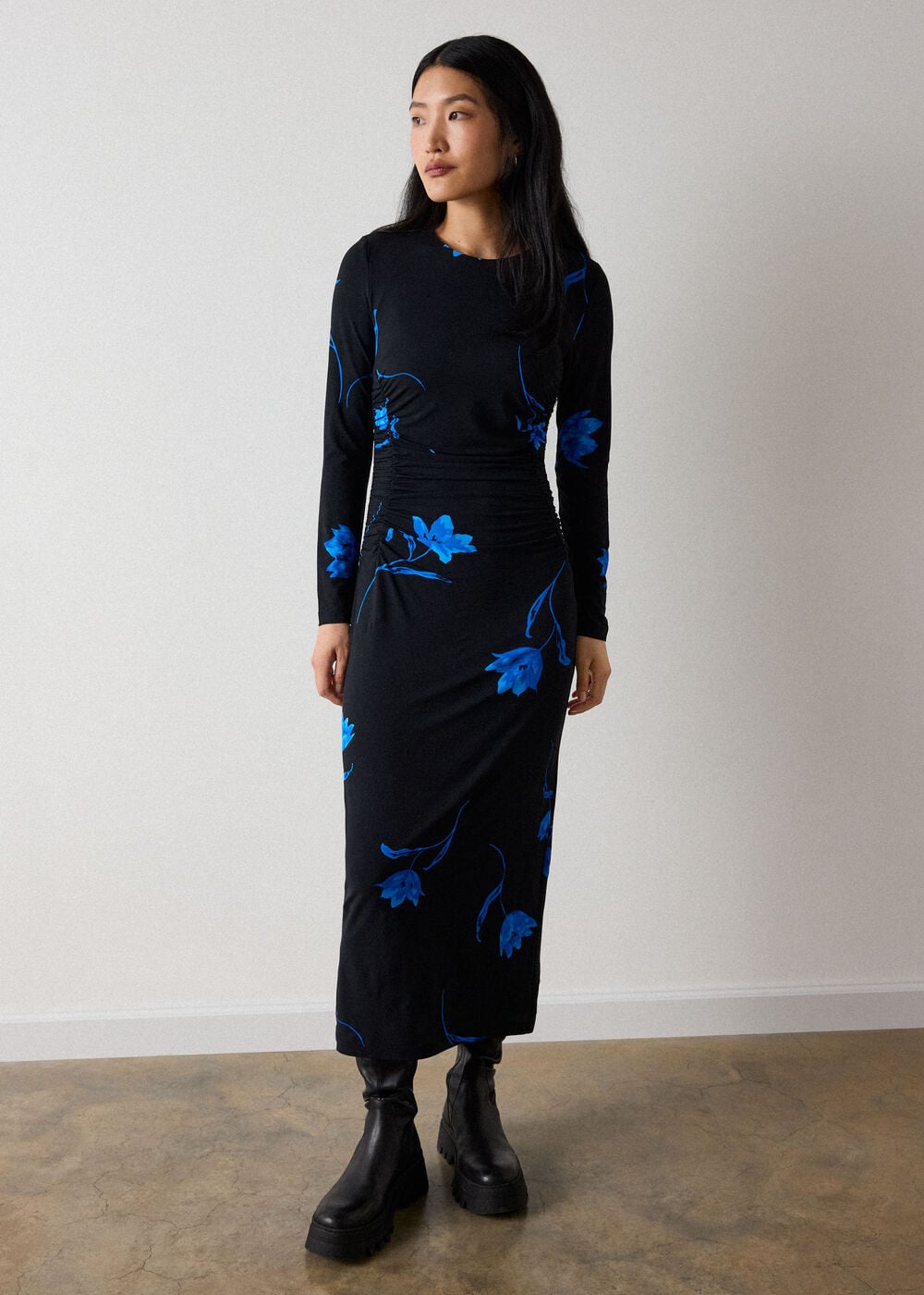 Floral Ruched Jersey Dress