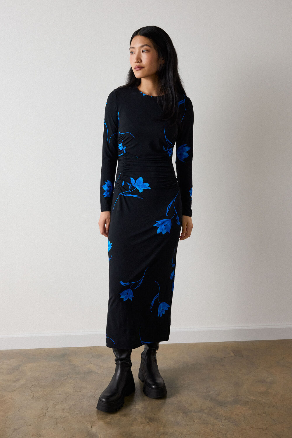 Floral Ruched Jersey Dress