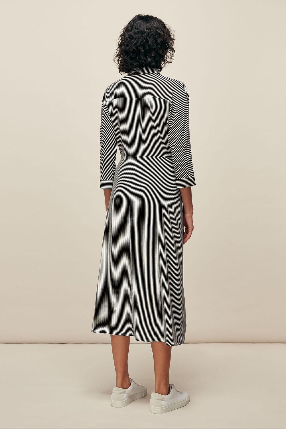 Stripe Selma Tie Dress Black/White