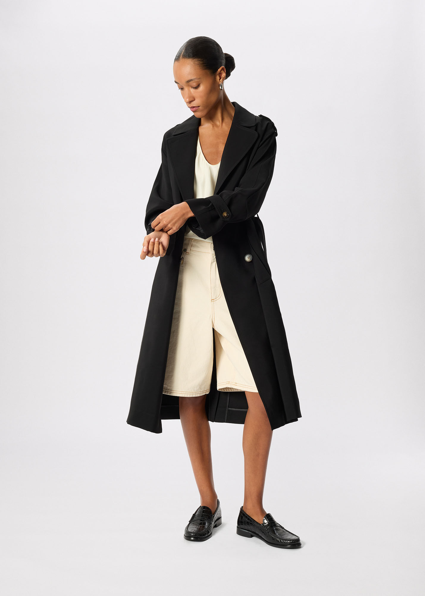 Black Riley Trench Coat | WHISTLES | Whistles US |