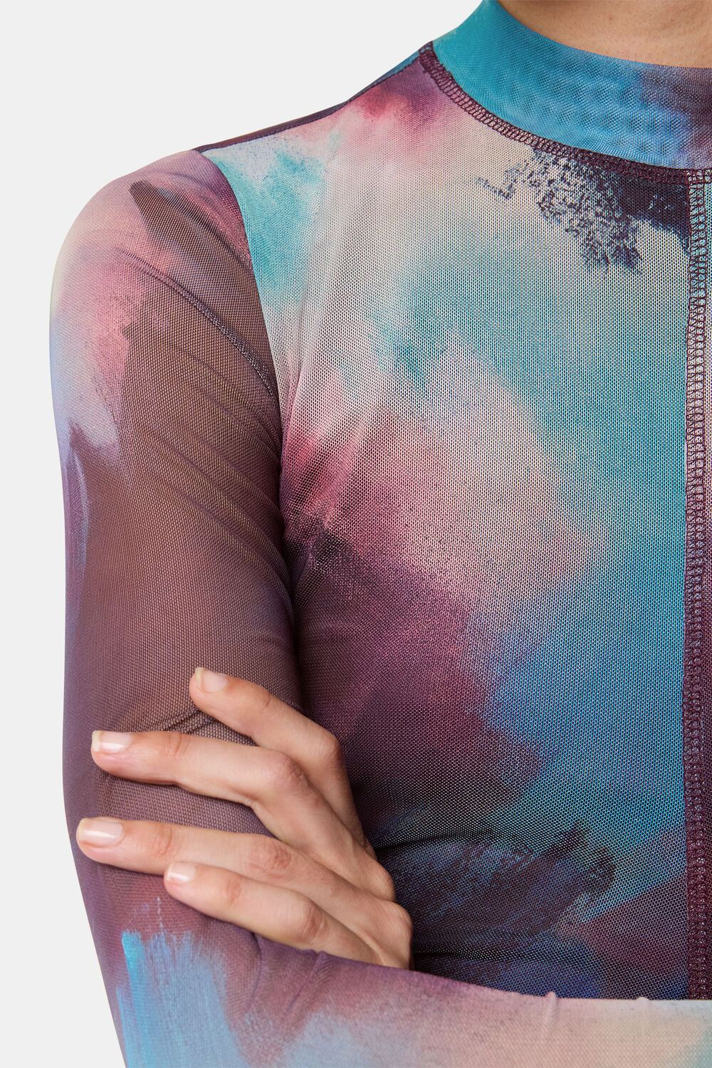 Oil Paint Print Mesh Dress