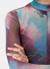 Oil Paint Print Mesh Dress