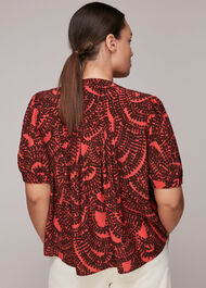 Scallop Stamped Print Blouse