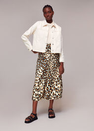 Painted Leopard Button Skirt