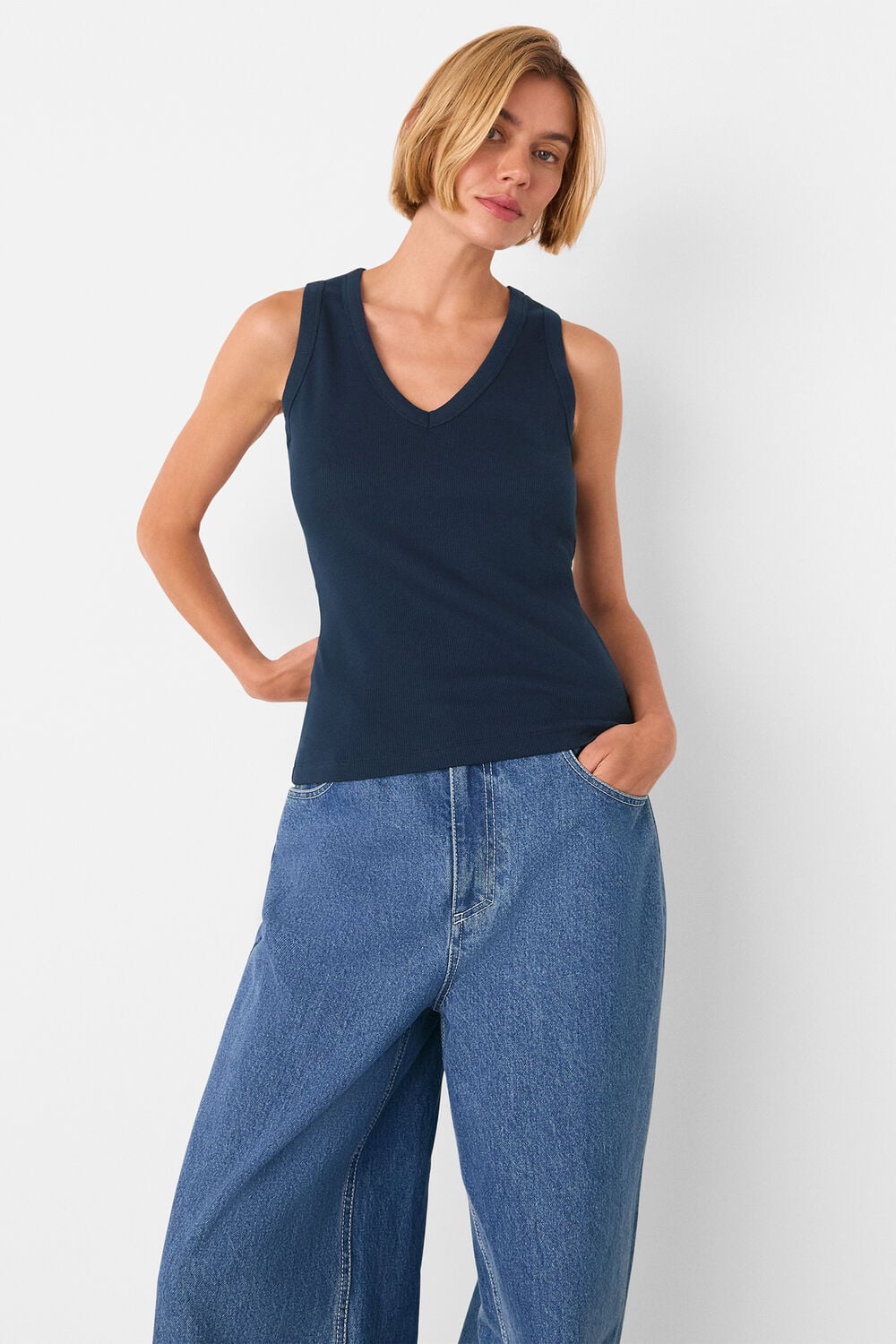 Navy Ellis V Neck Jersey Vest