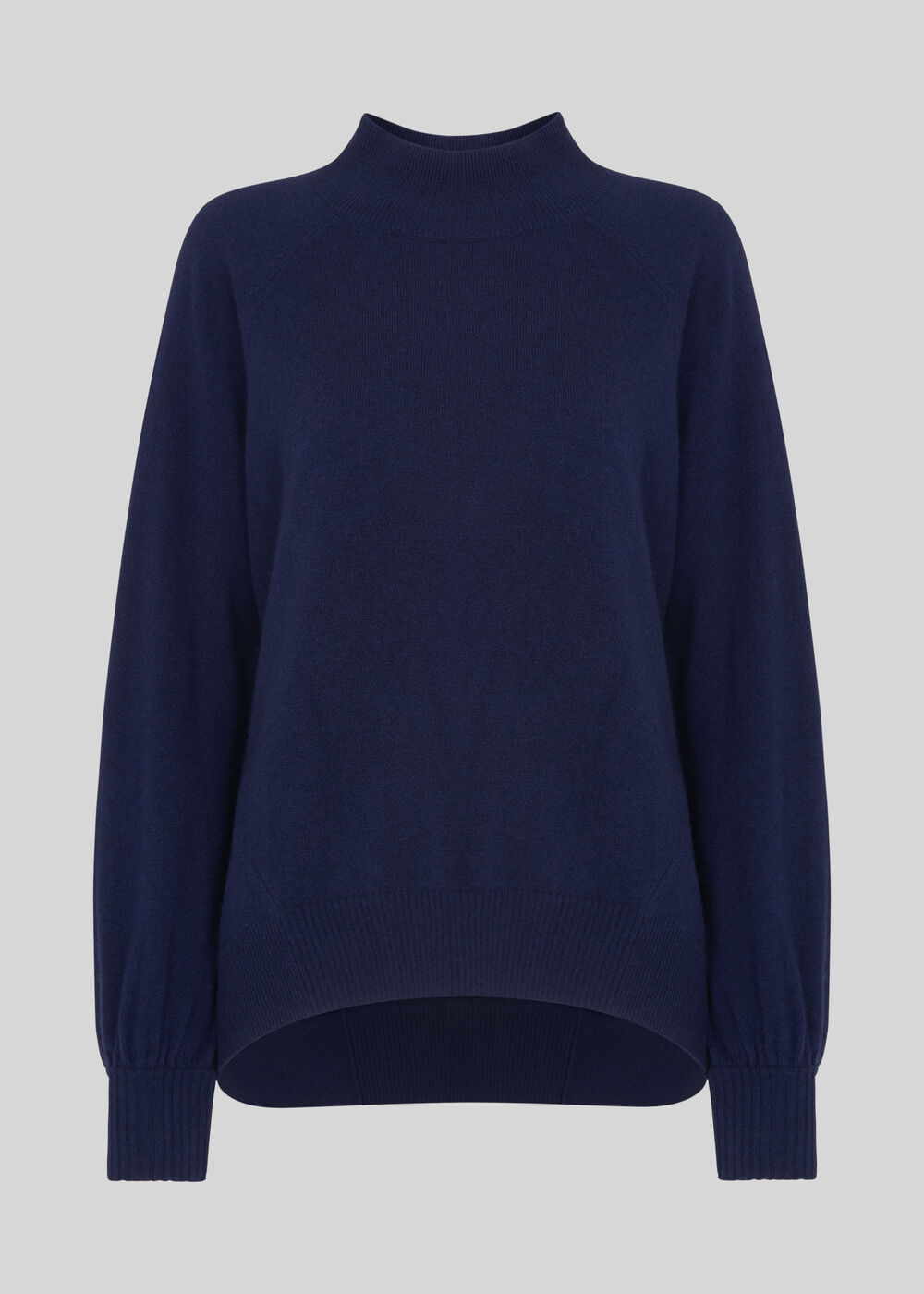 Funnel Neck Cashmere Knit Navy