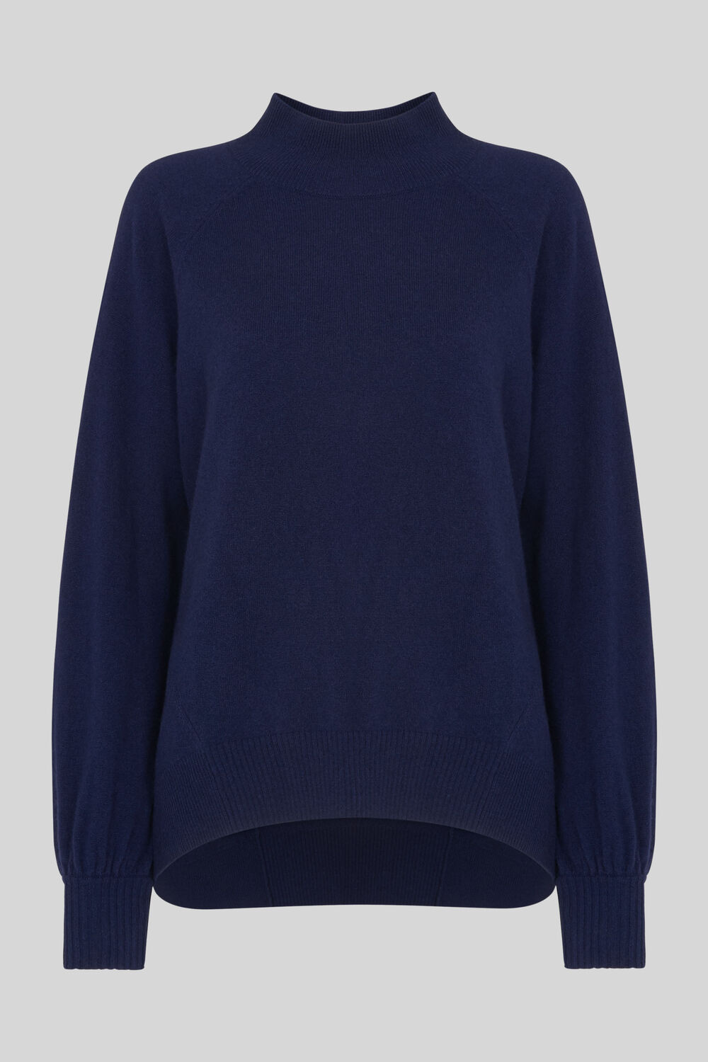 Funnel Neck Cashmere Knit Navy