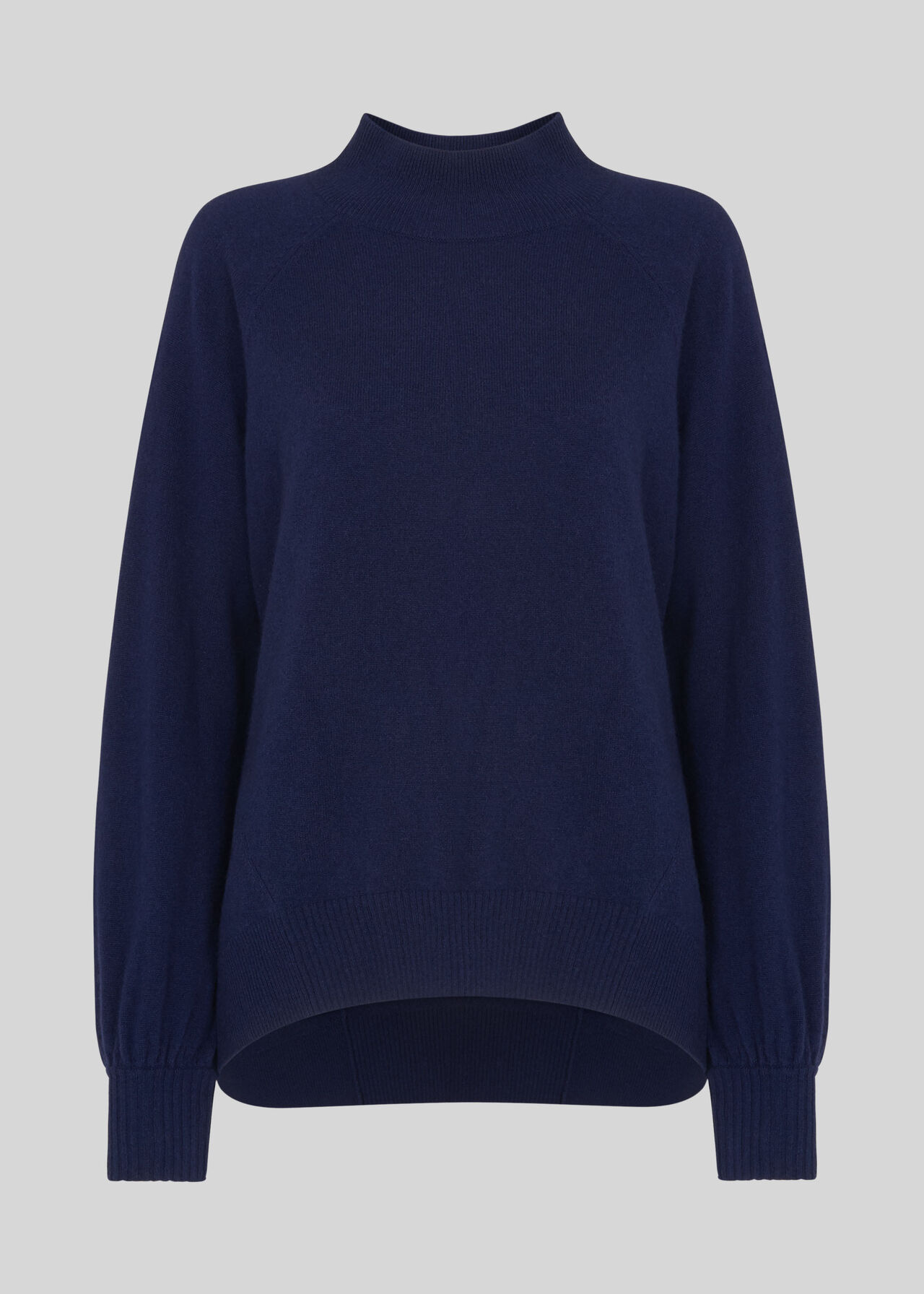 Funnel Neck Cashmere Knit Navy