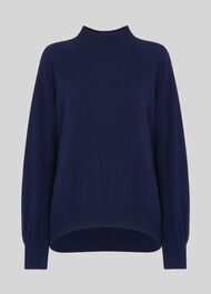 Funnel Neck Cashmere Knit Navy
