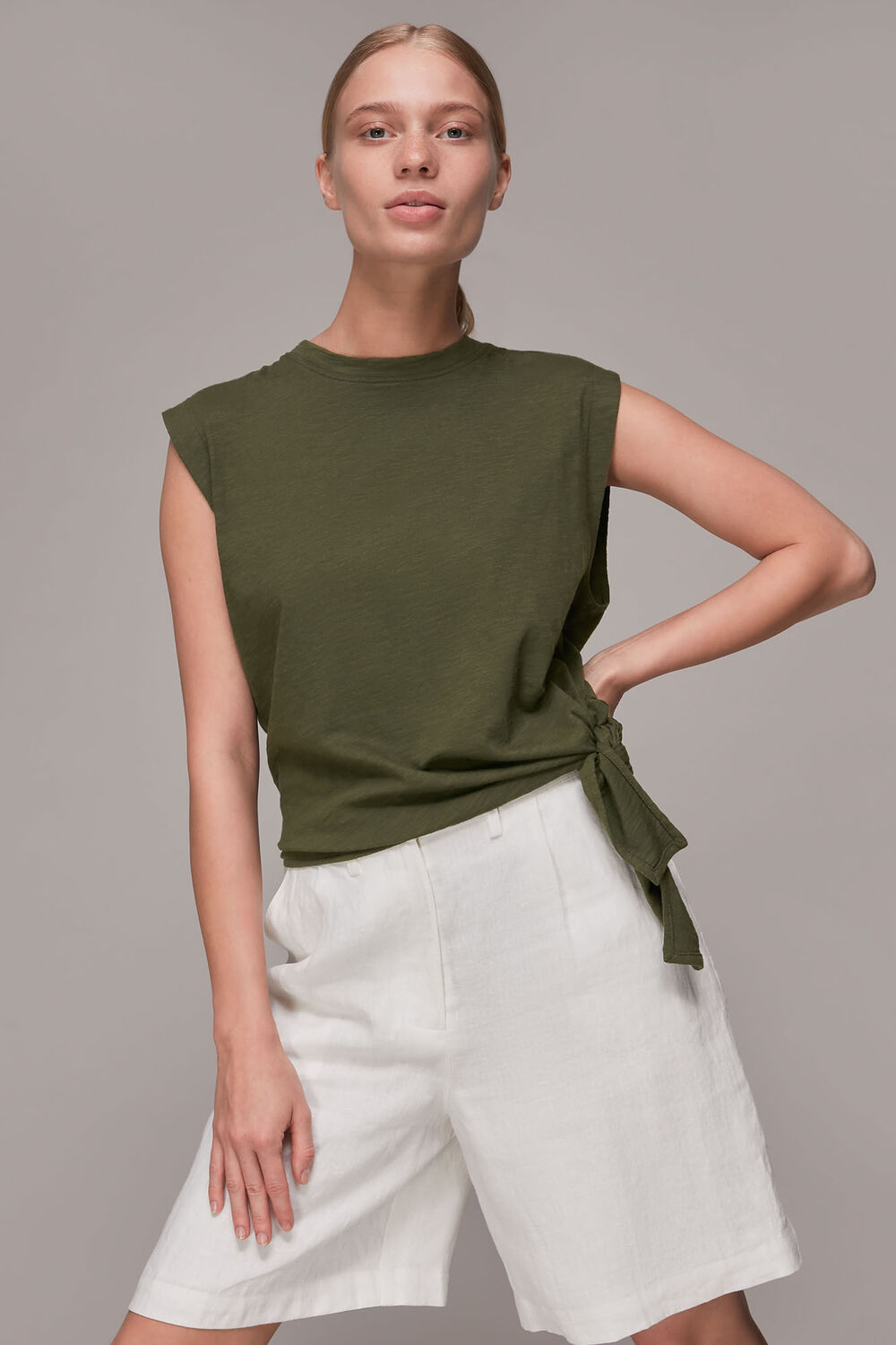 Sleeveless Tie Side Top