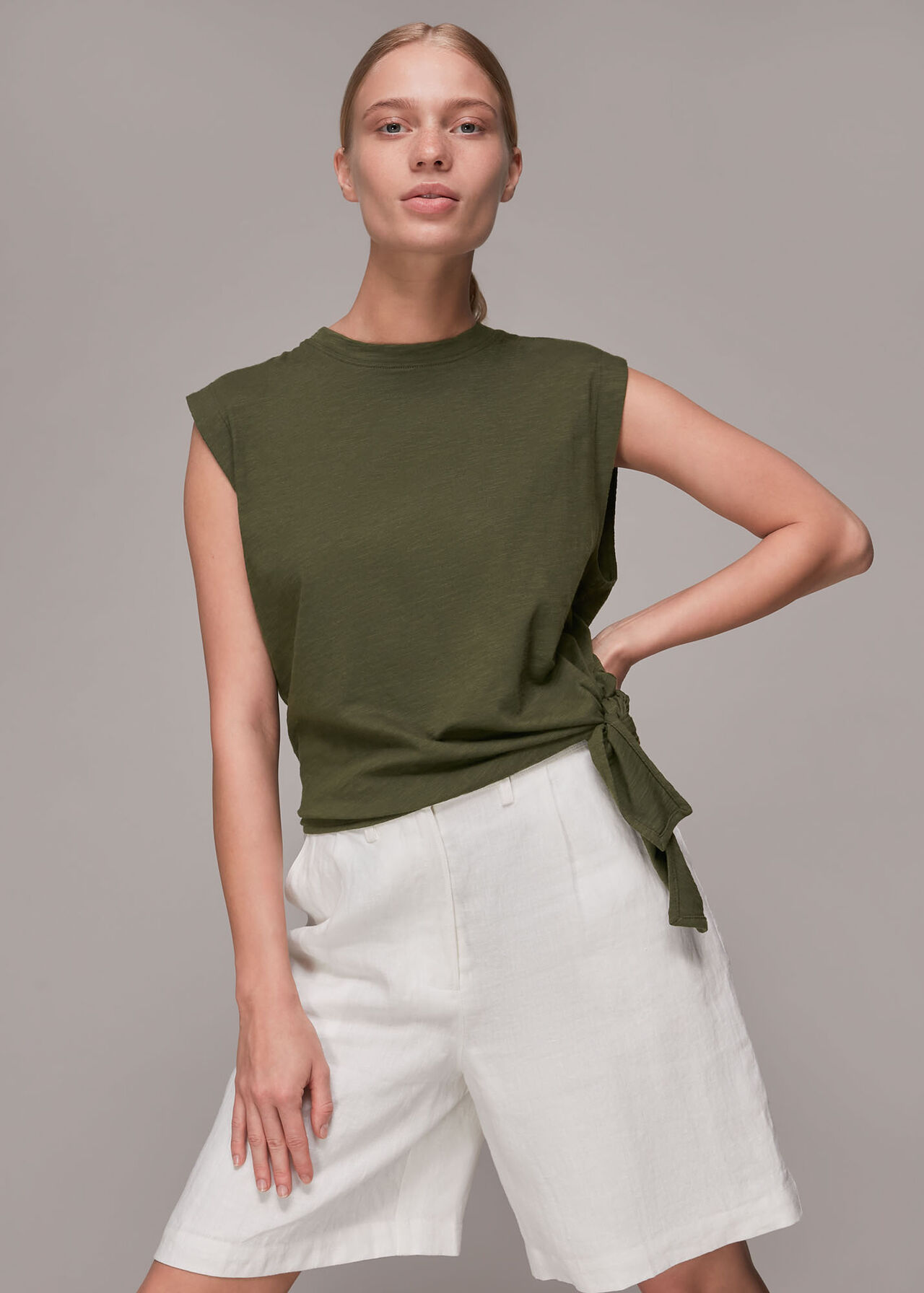 Sleeveless Tie Side Top